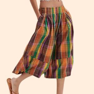 Free People Ivy Culotte Plaid Pants